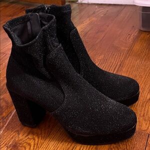 Elegant Black Glitter Ankle Boots
